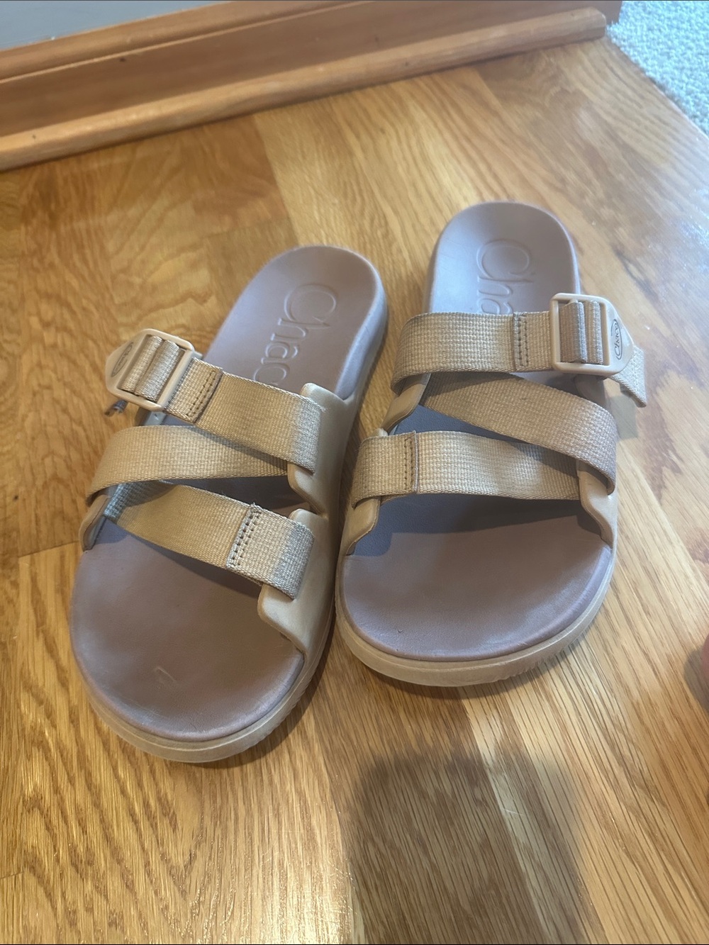 Chaco Women's Outdoor Active Beige/Tan Adjustable Strap Slide Sandals Size 10